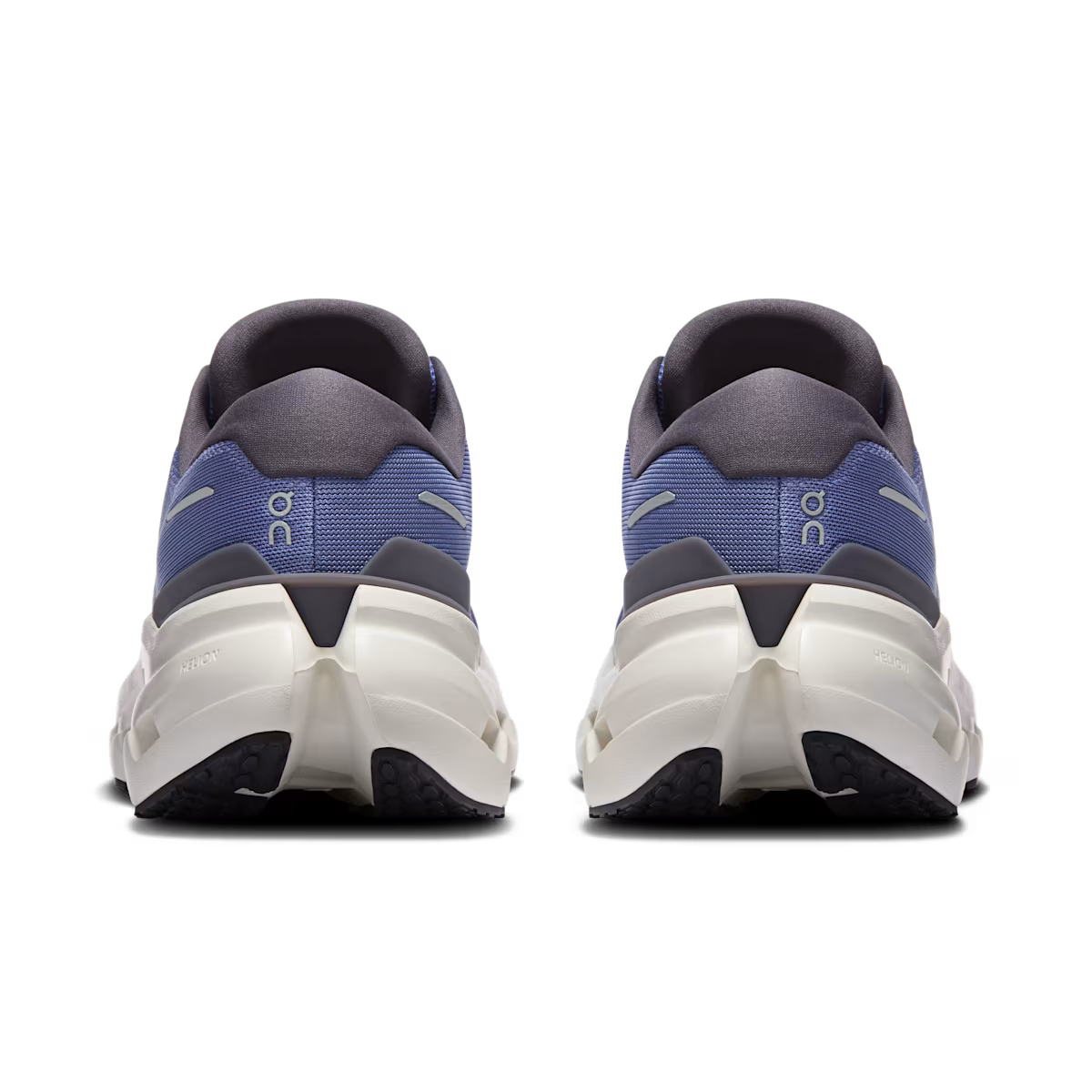 Pair of blue and gray athletic shoes on a white background