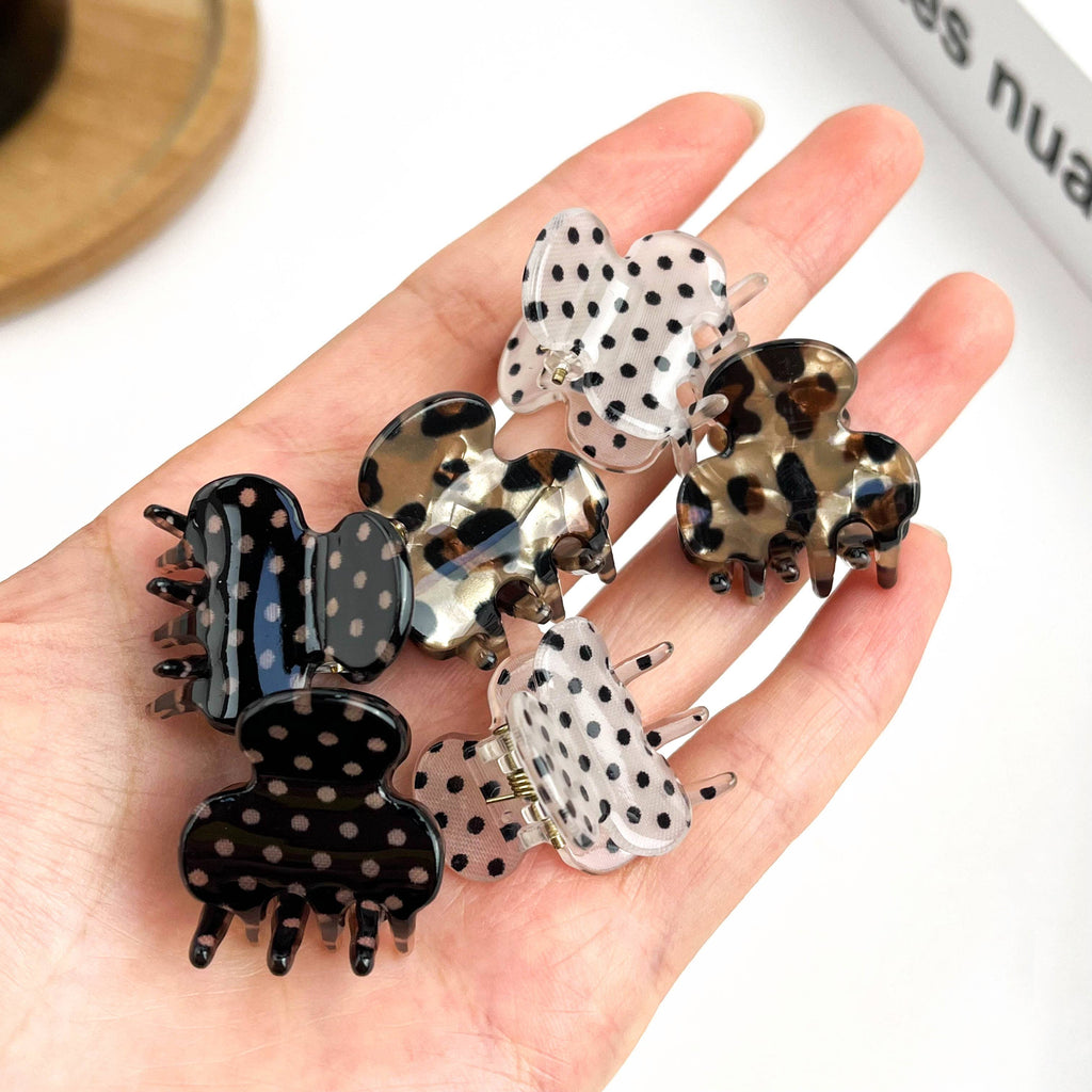 TheDivaSoap - Classic Mini Polka Dot Hair Claw Clip, Cute Small Hair Clip