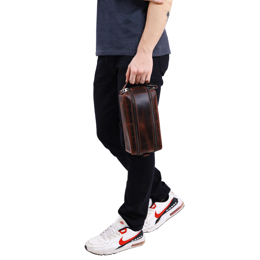 Leather Double Zipper Bag