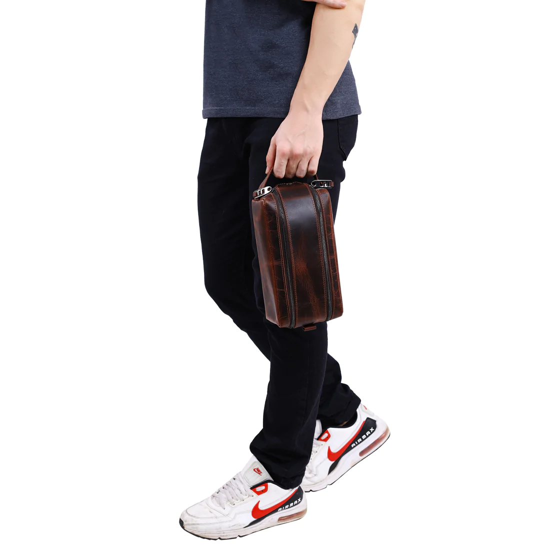 Leather Double Zipper Bag