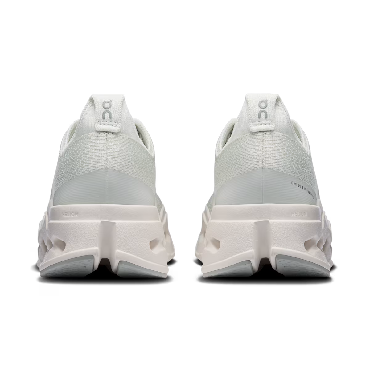 White athletic shoes with a brand logo on a transparent background