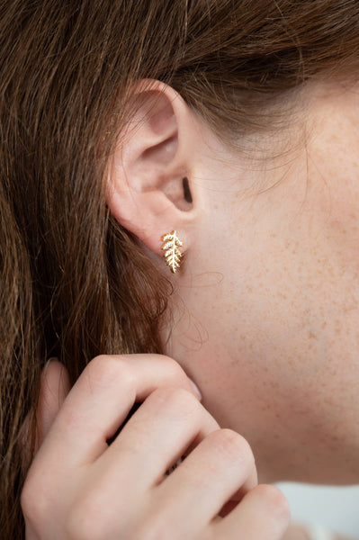 Mini Fern Earrings (Gold)