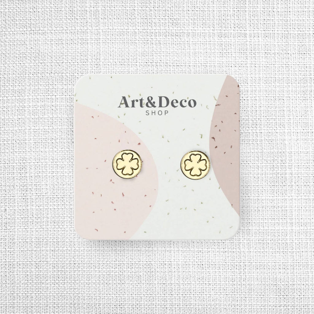 St. Patrick's Gold Clover Stud Earrings