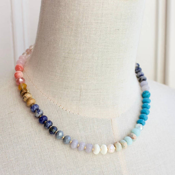 Medium Rondelle Necklace: Blue Multi