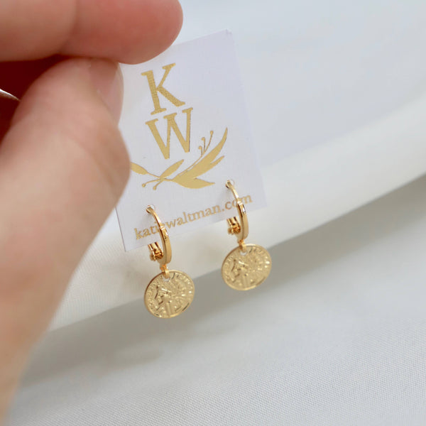 PETITE COIN HUGGIE EARRINGS