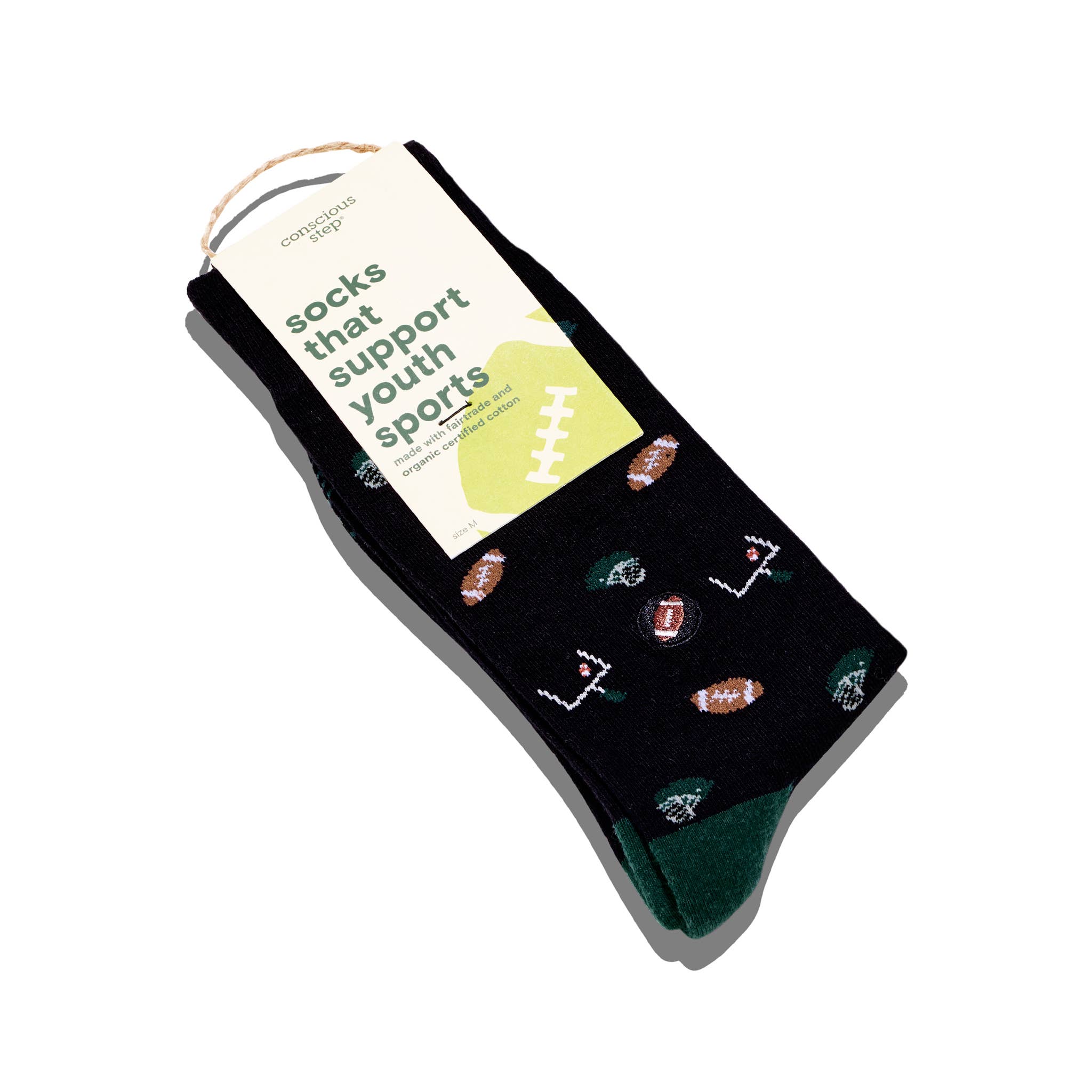 Socks that Support Youth Sports (Black Footballs)