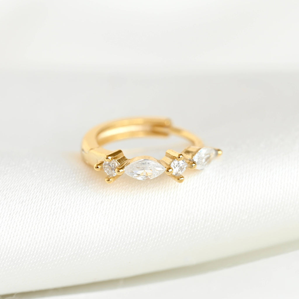 Blueyejewelry - Gold Marquise CZ Earring Set - 925 Sterling Silver