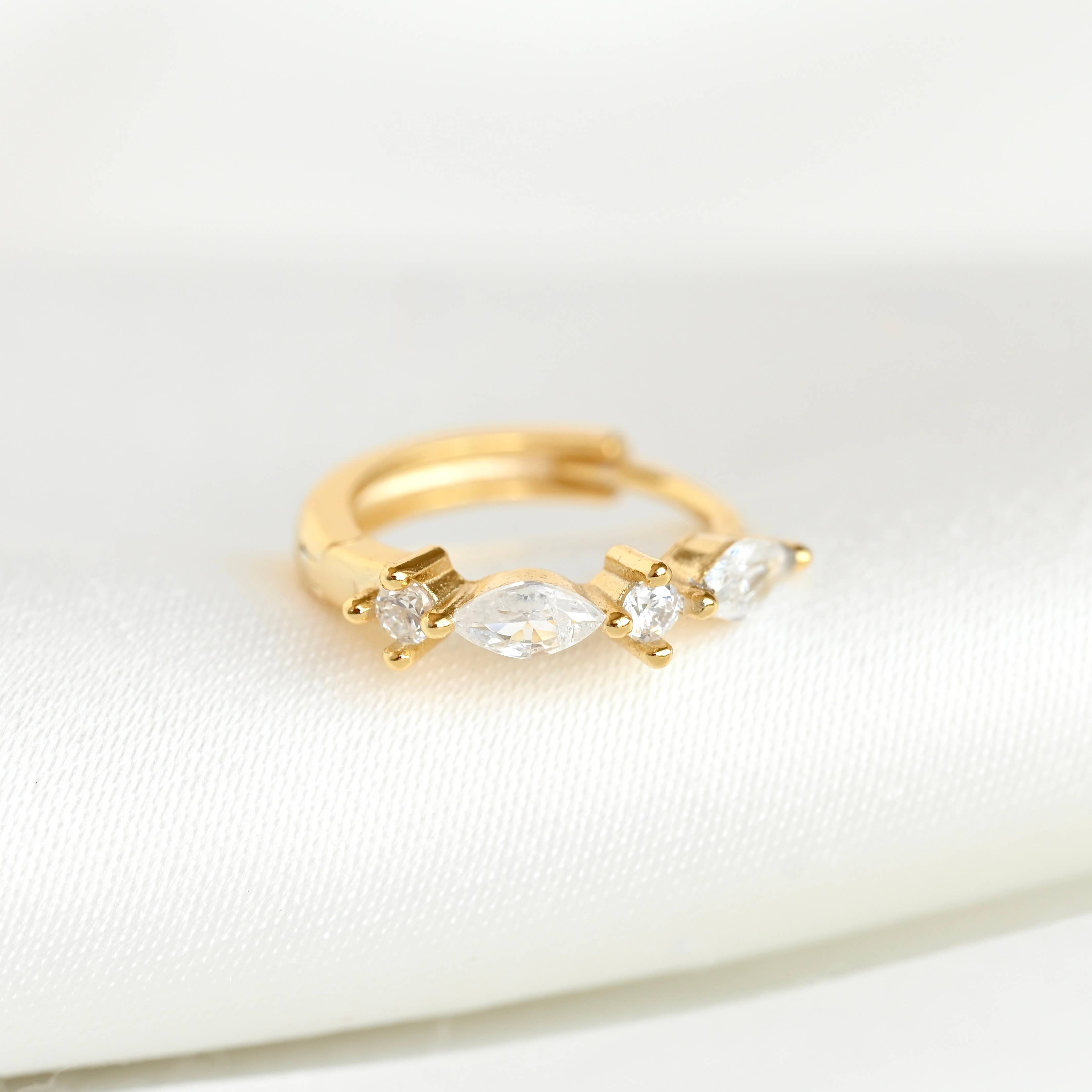 Blueyejewelry - Gold Marquise CZ Earring Set - 925 Sterling Silver