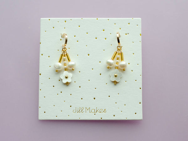 Pearl Flower Dangle Earrings