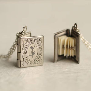 Silver Book Locket: 18"