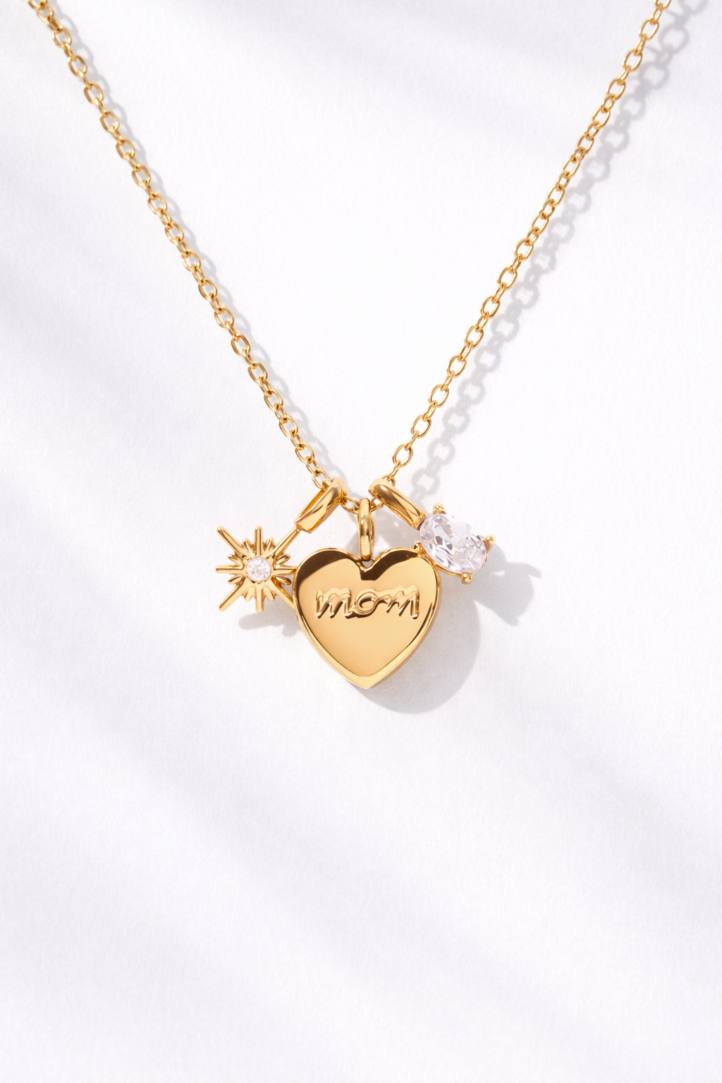Mom Heart Charm Necklace |Waterproof