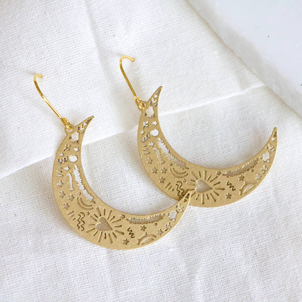 Brass Crescent Earrings