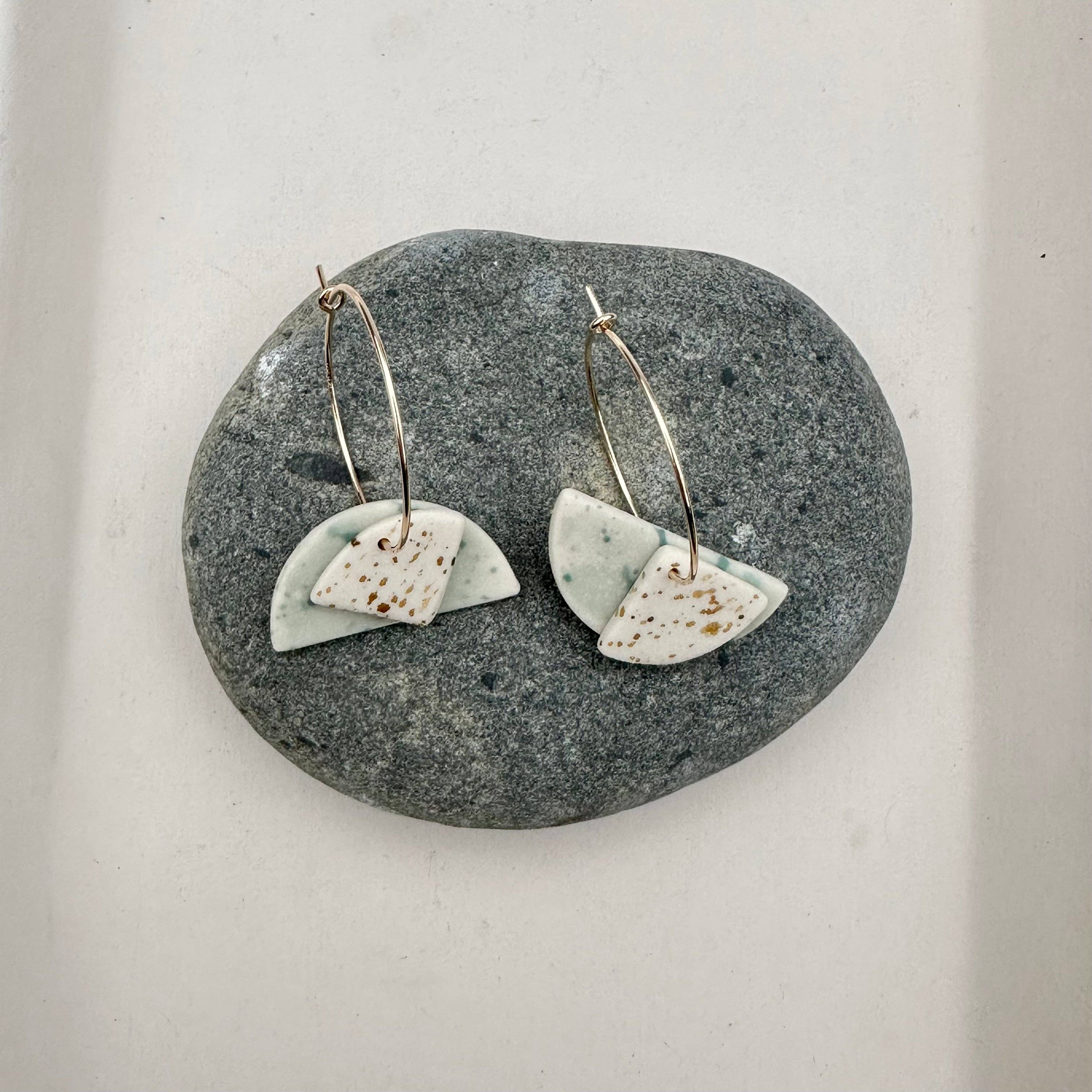 Layered moon hoop earring