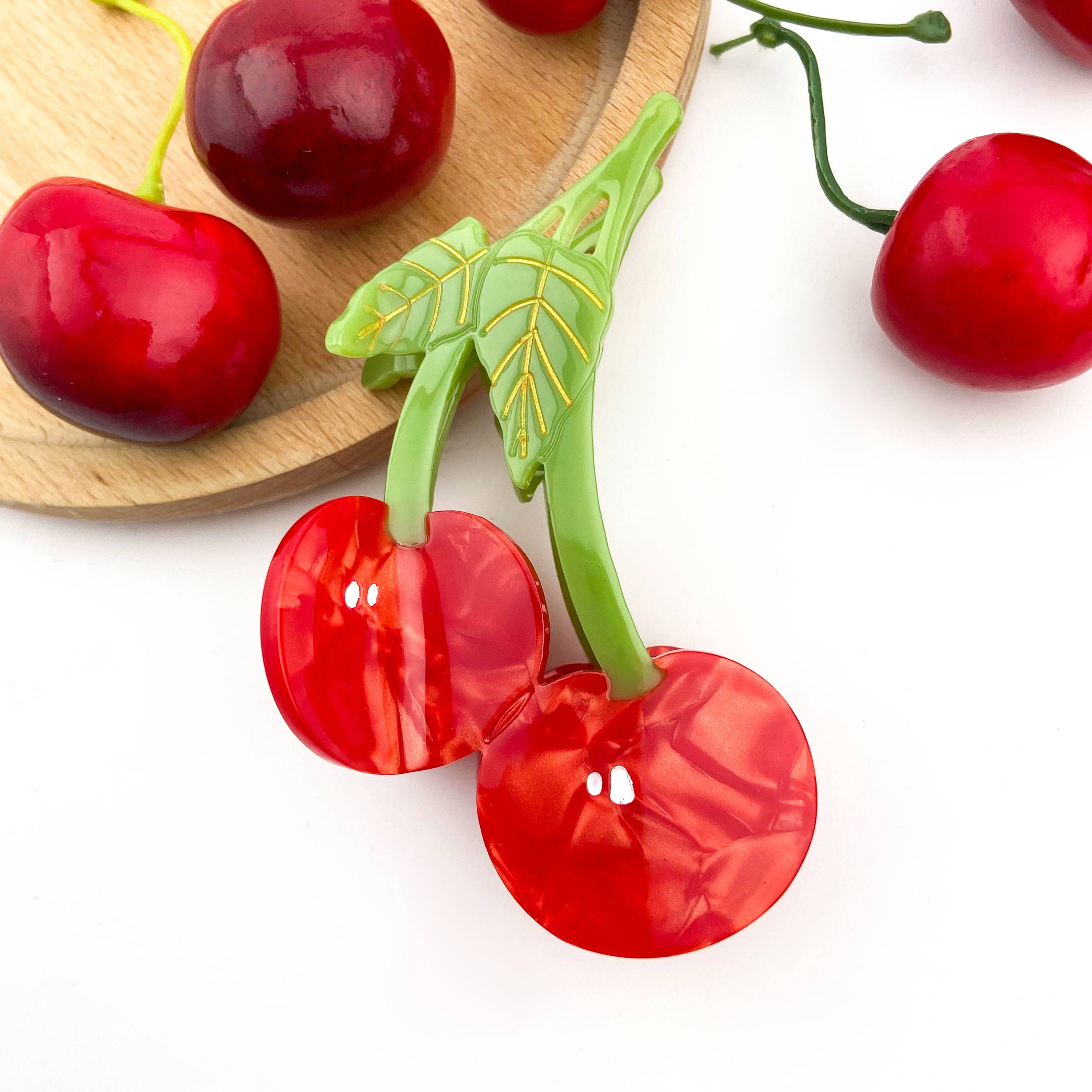 TheDivaSoap - Sweet Red Cherry Claw Clip, Twin Cherries Hair Clip