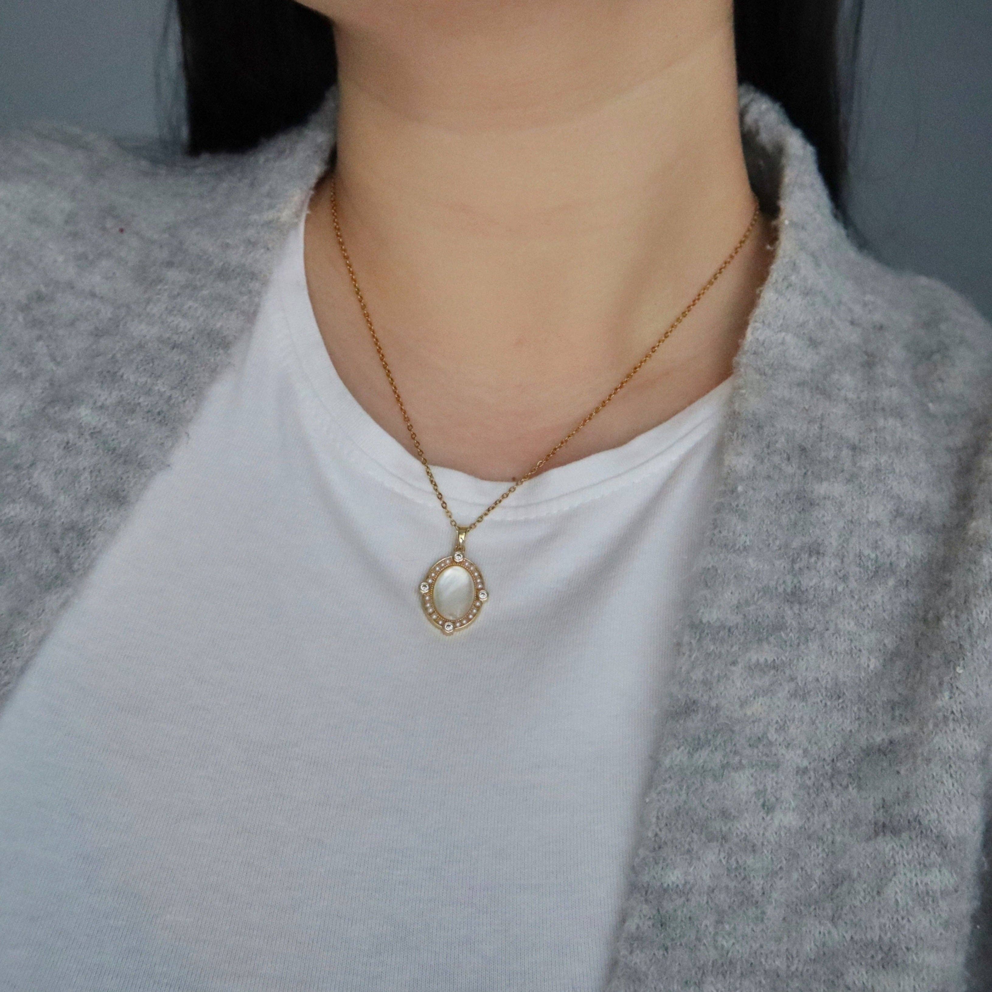 White Shell Pendant Necklace