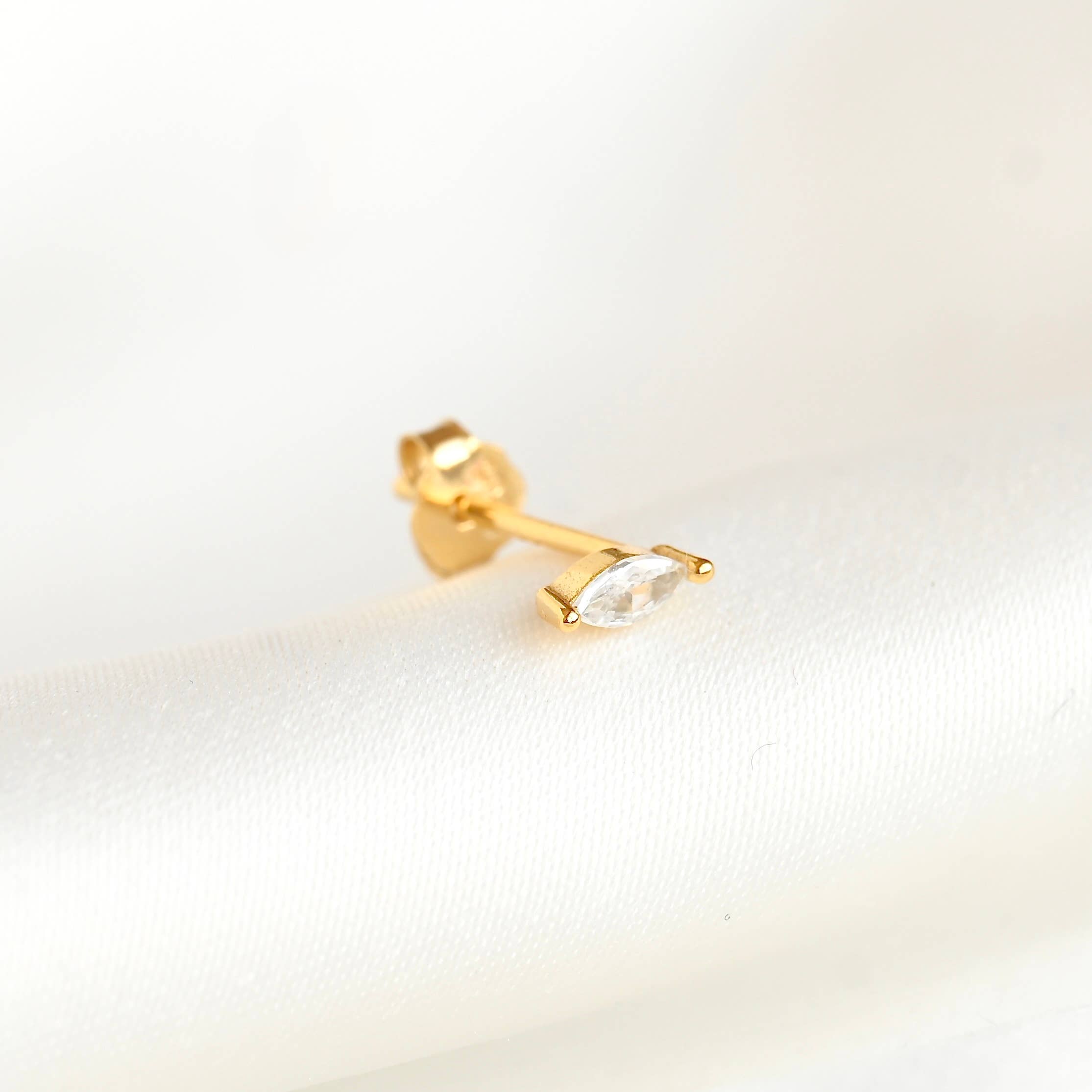Blueyejewelry - Gold Marquise CZ Earring Set - 925 Sterling Silver