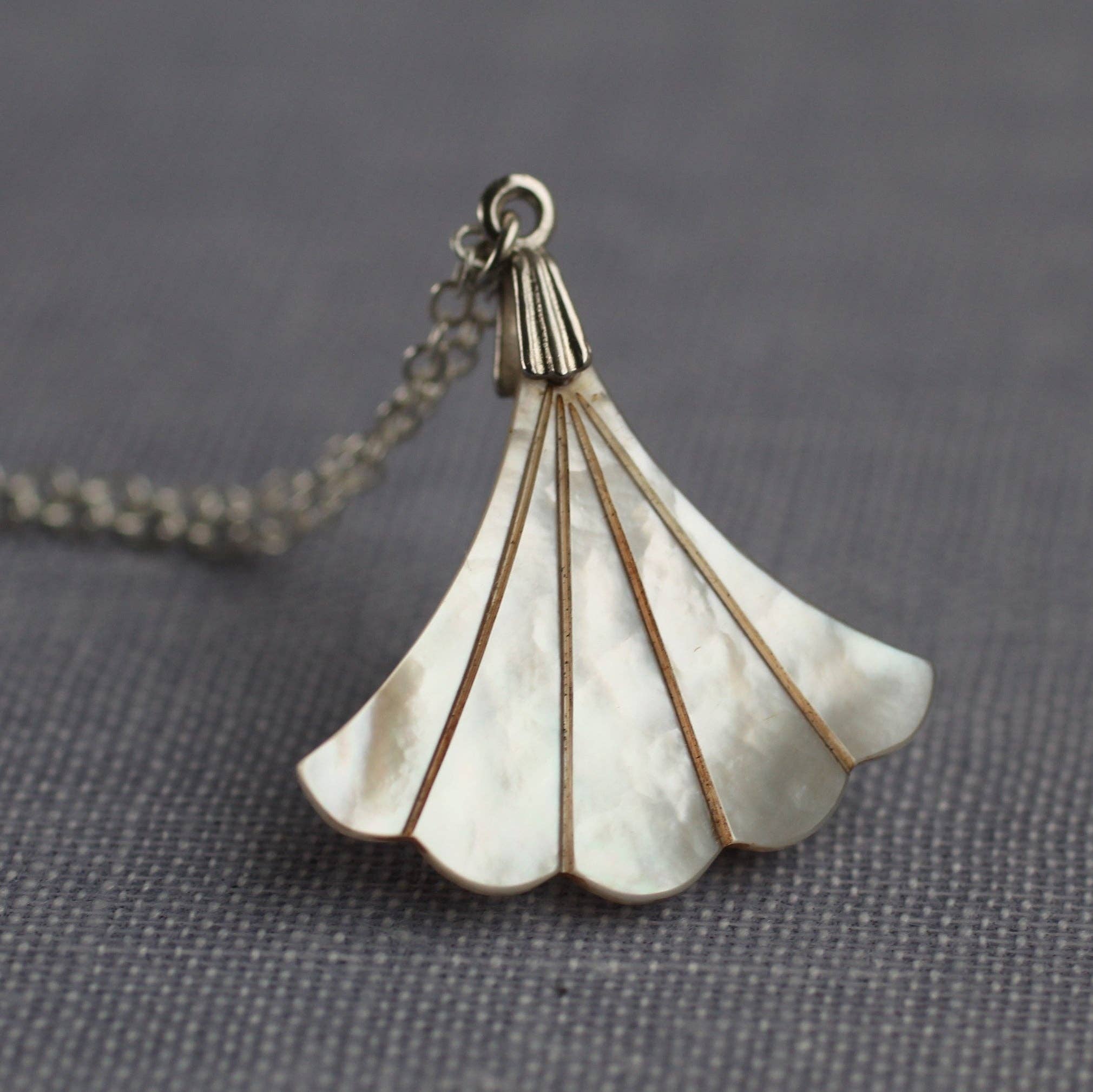 Mother Of Pearl Fan Necklace