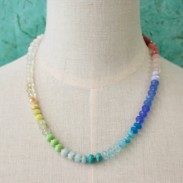 Medium Rondelle Necklace: Blue Multi