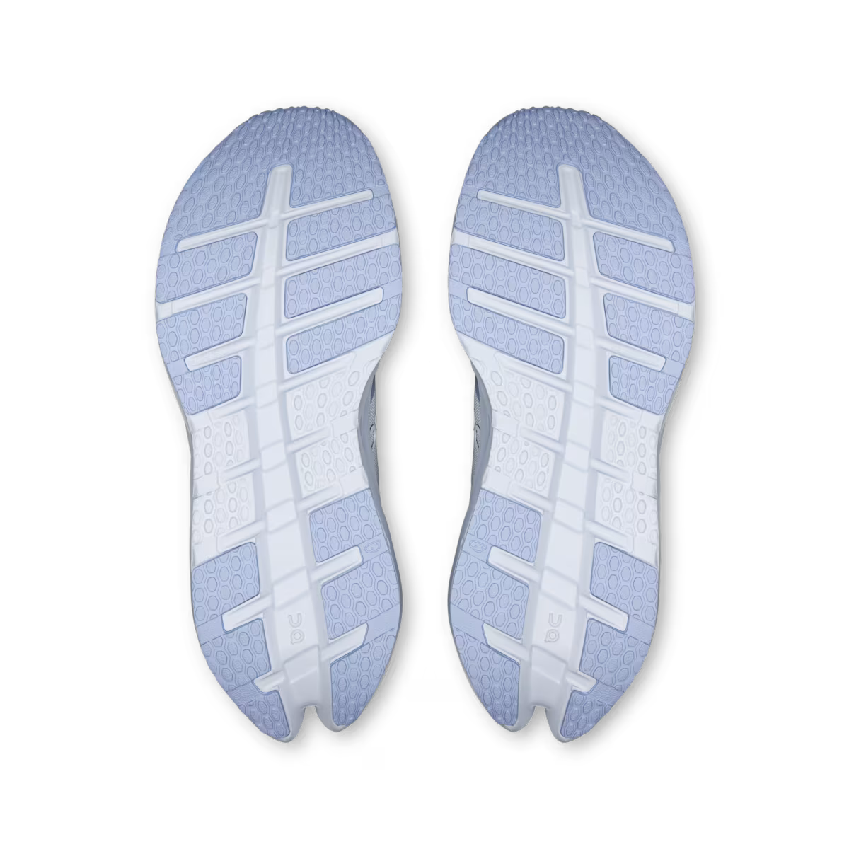 Pair of blue and white shoe soles on a transparent background