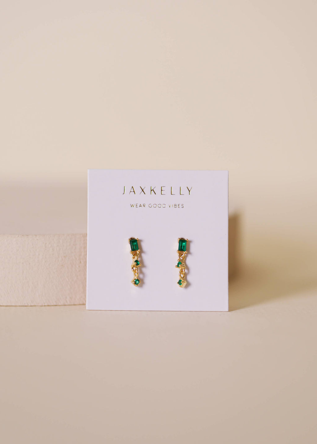 Mini Baguette Earrings| Emerald