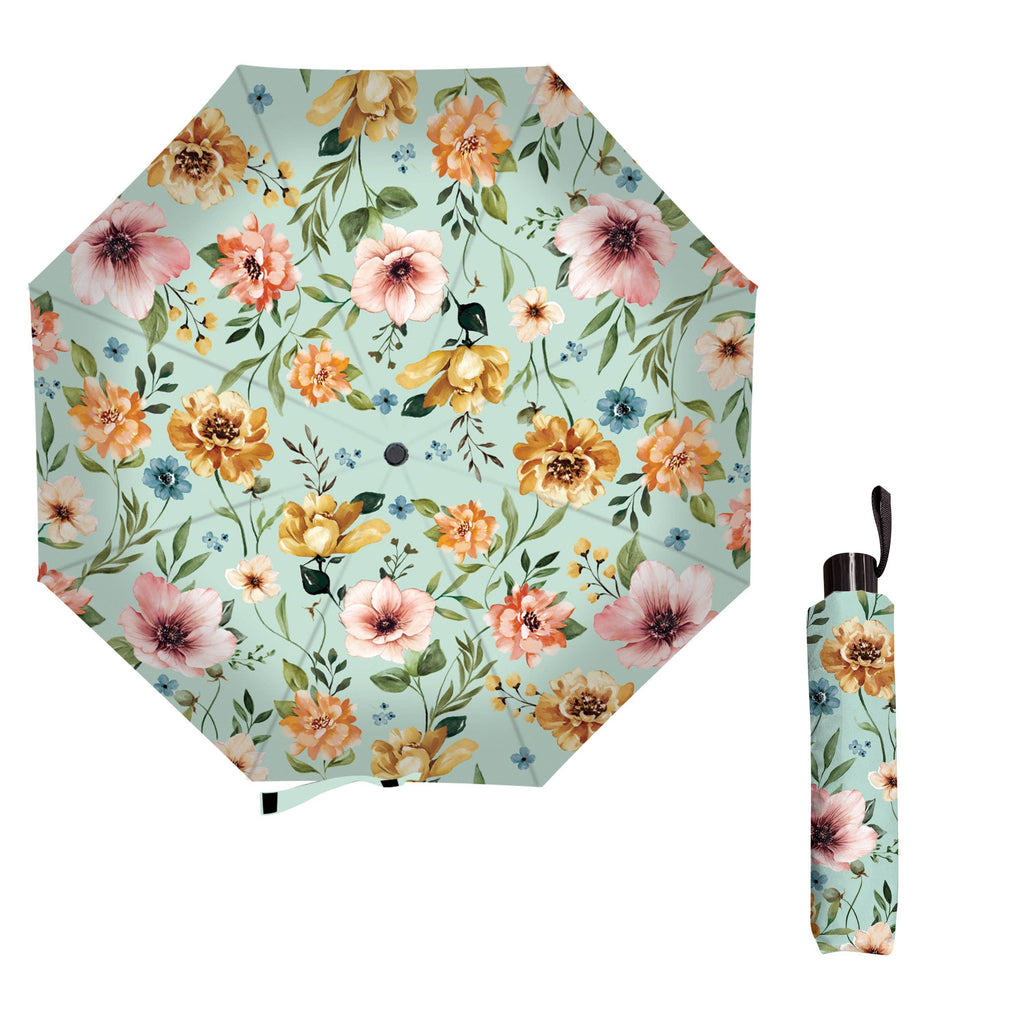 Evergreen Enterprises - Petal & Plow Umbrella Manual Compact with Sleeve, Florals, 3
