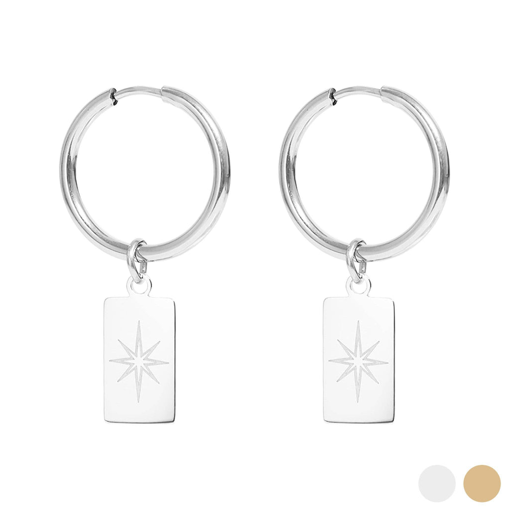 Star Pendant Huggie Hoop Earrings