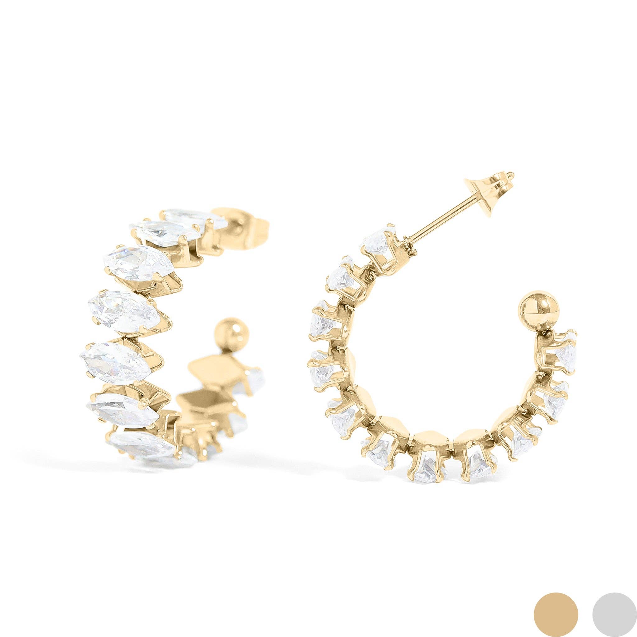 Marquis Stone Hoop Earrings