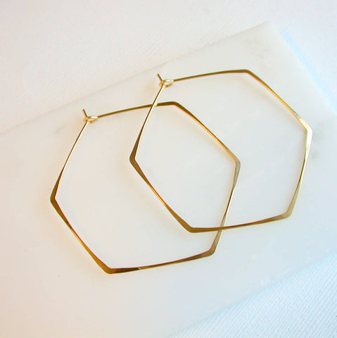 Hexagon Hoops-Sterling silver / 2.5"