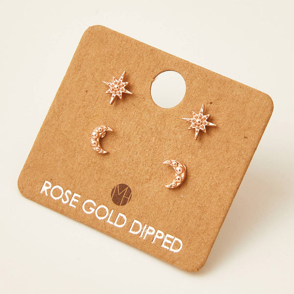 Fame Accessories - Mini Star Moon Stud Earrings Set