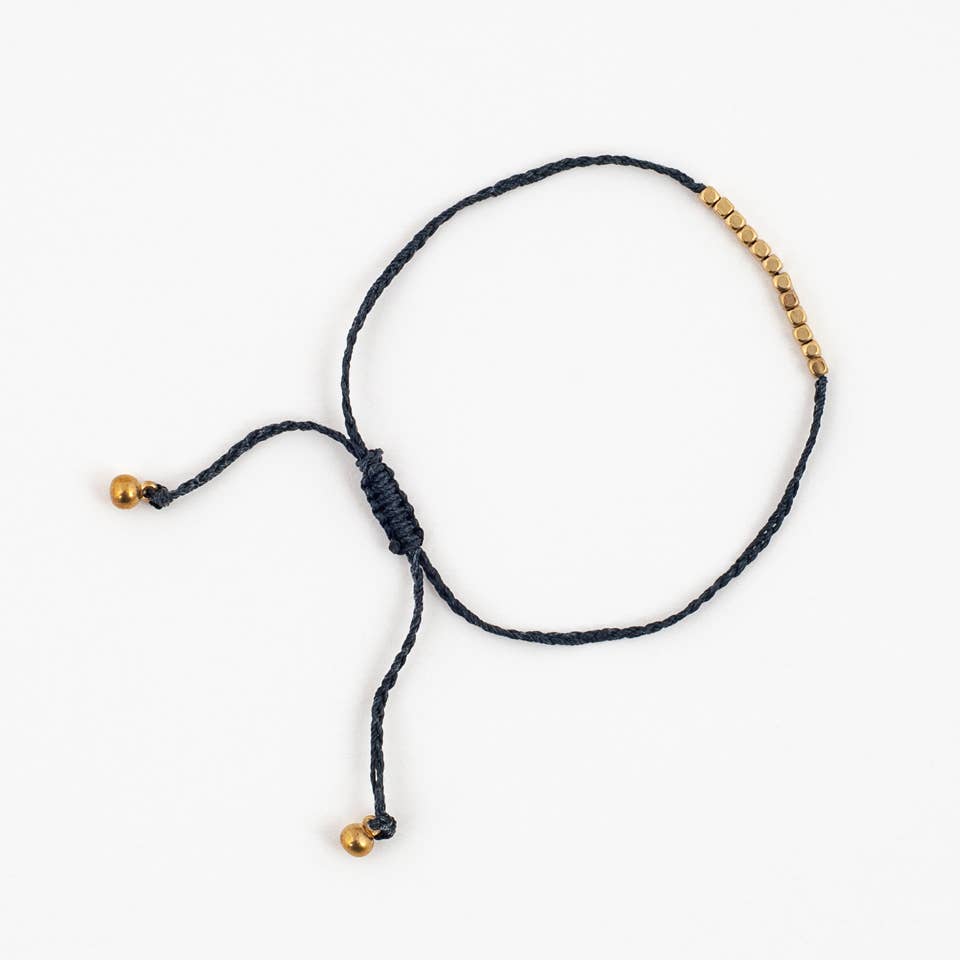 Brass Cube Slipknot Bracelet