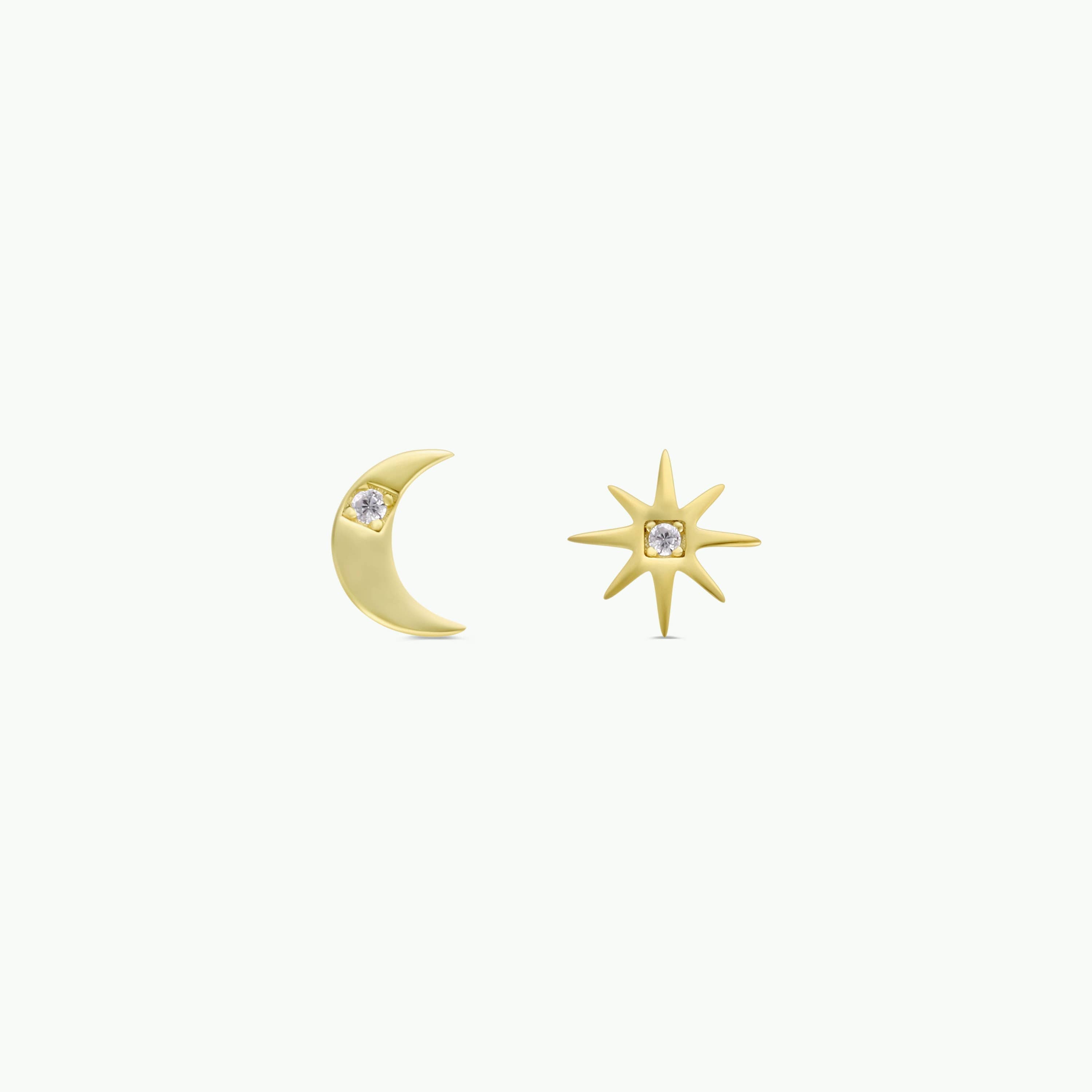 Sun & Moon Gold Earrings