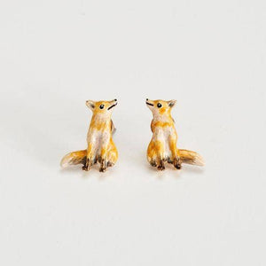 Enamel Fox Stud Earrings