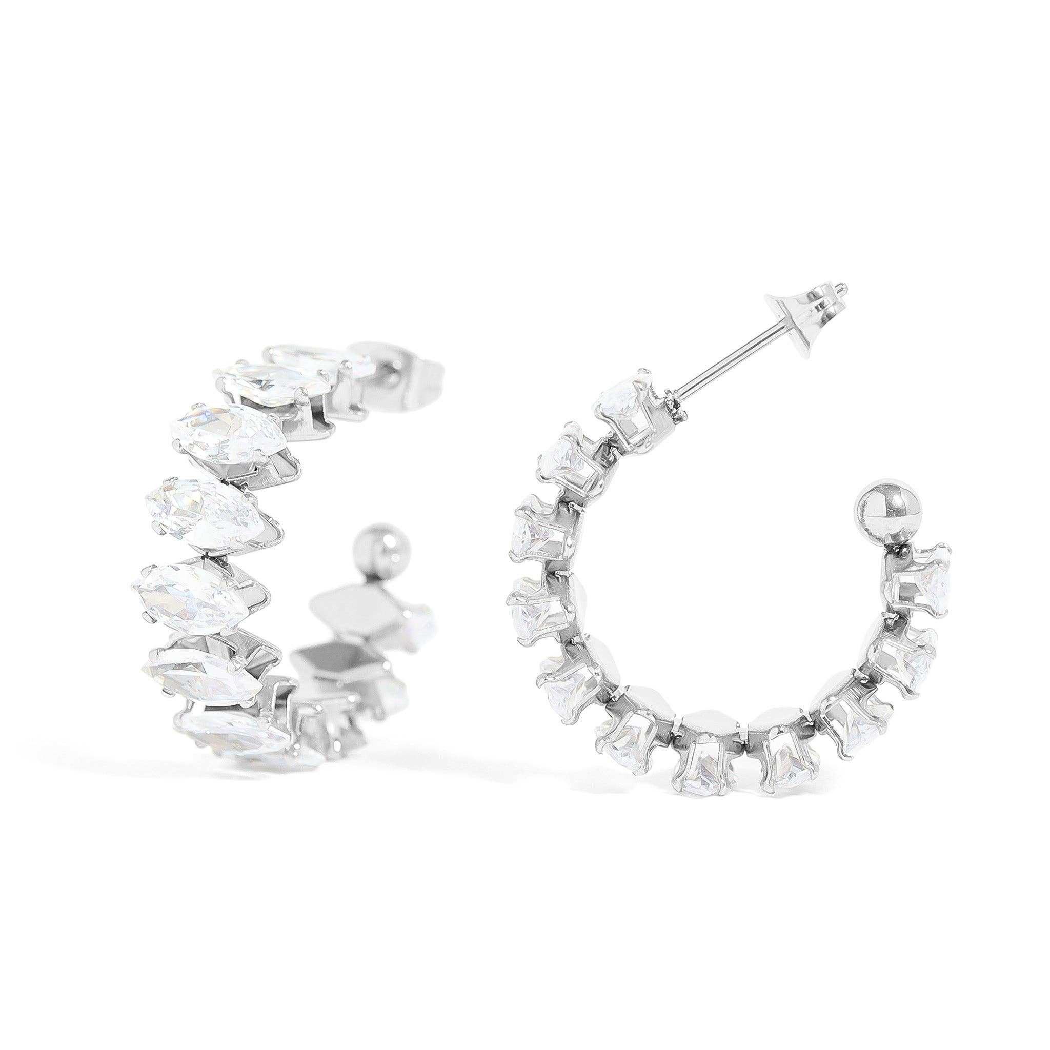 Marquis Stone Hoop Earrings