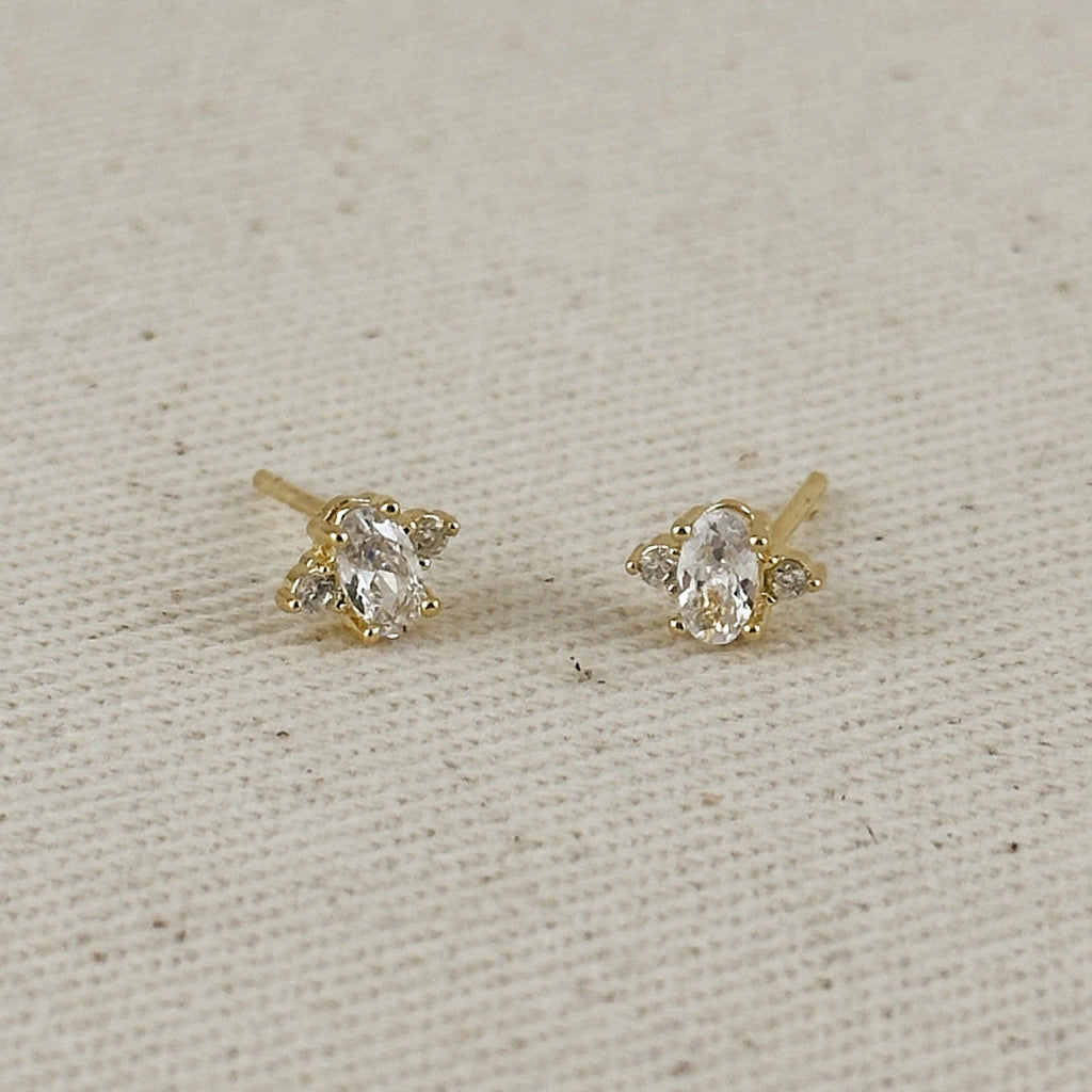 Mini Oval CZ Stud Earrings