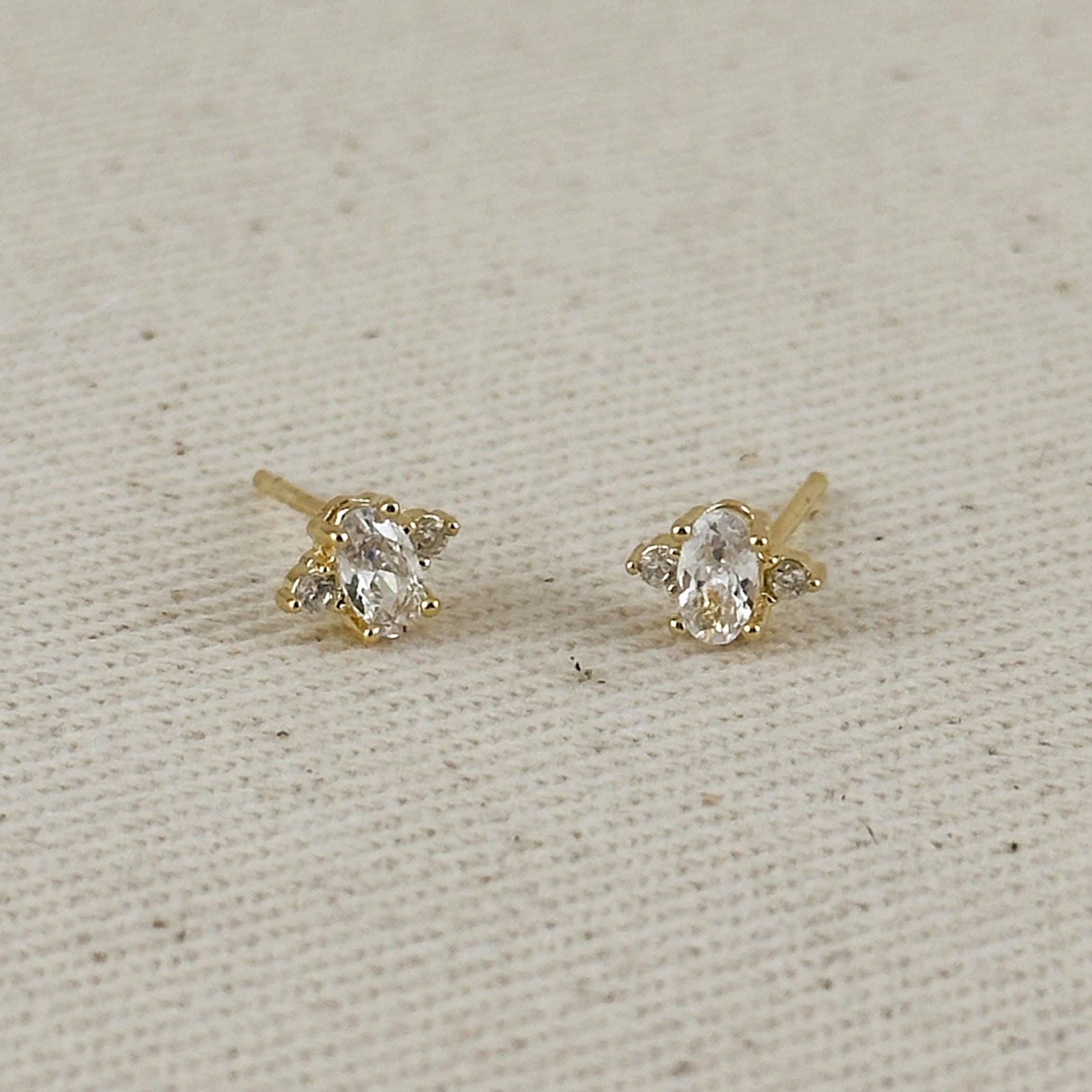 Mini Oval CZ Stud Earrings