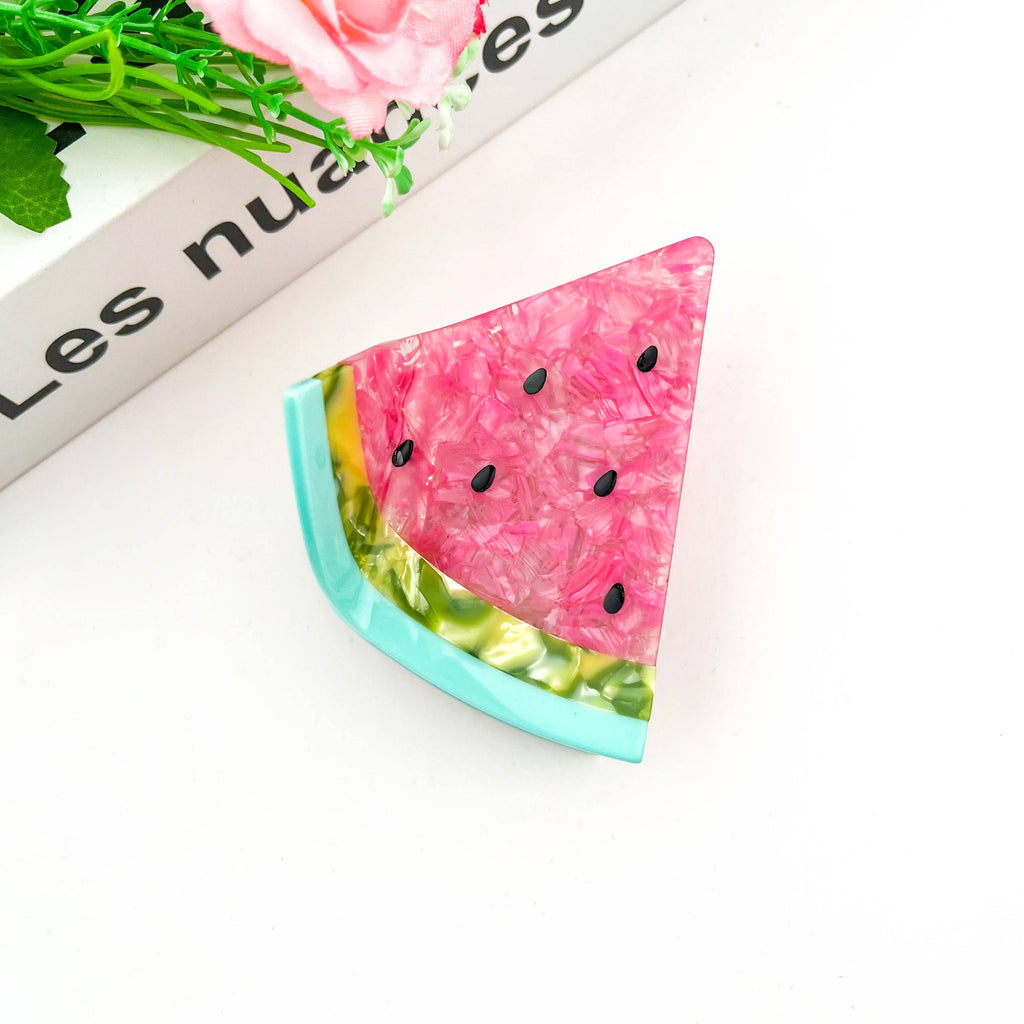 TheDivaSoap - Triangular Watermelon Claw Clip, Acetate Fruit Hair Clip