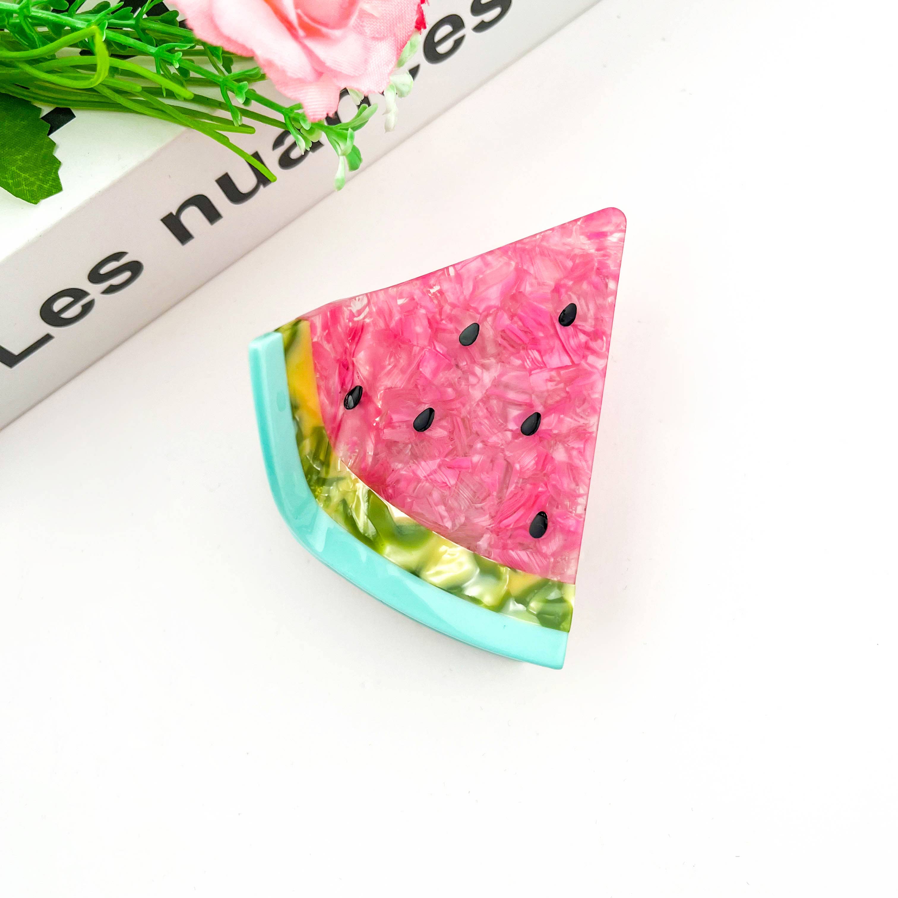 TheDivaSoap - Triangular Watermelon Claw Clip, Acetate Fruit Hair Clip