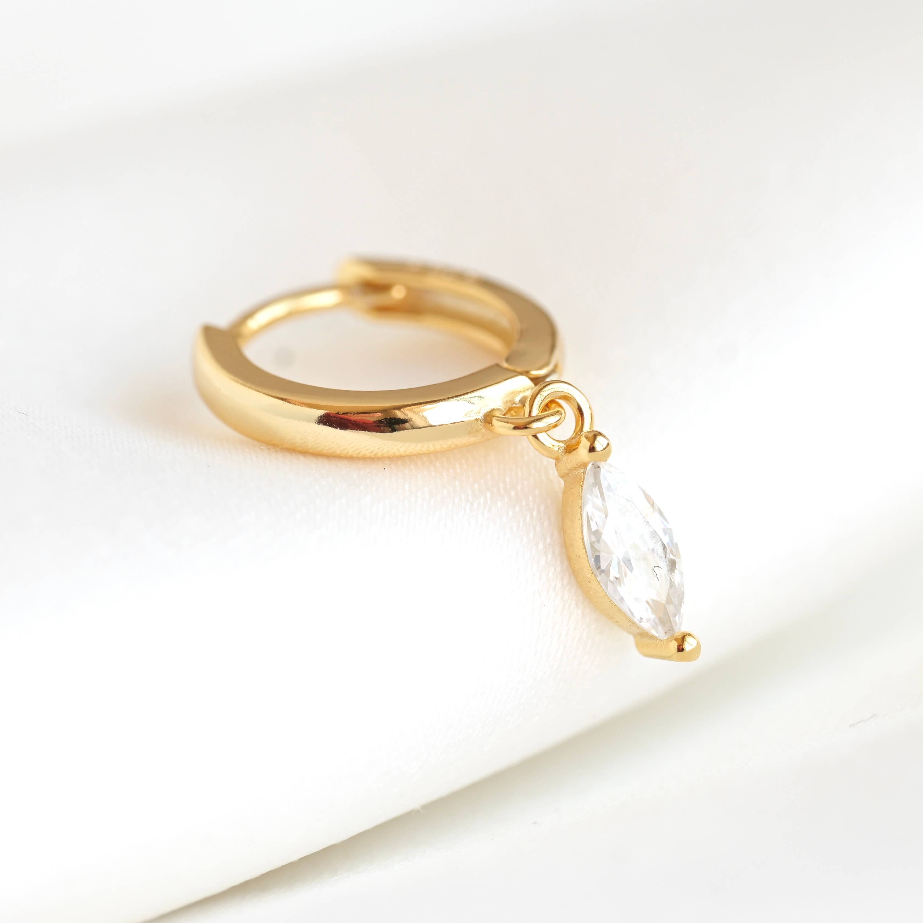 Blueyejewelry - Gold Marquise CZ Earring Set - 925 Sterling Silver