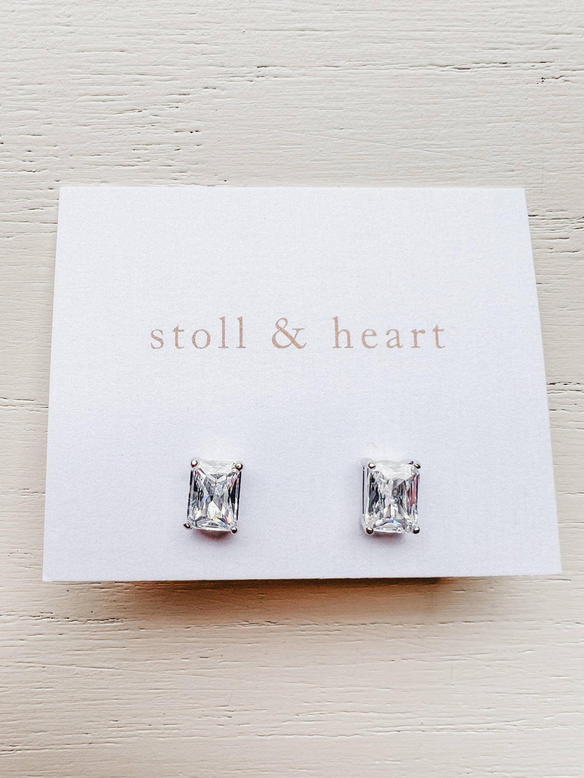 Stoll & Heart - CZ Diamond Studs - Silver