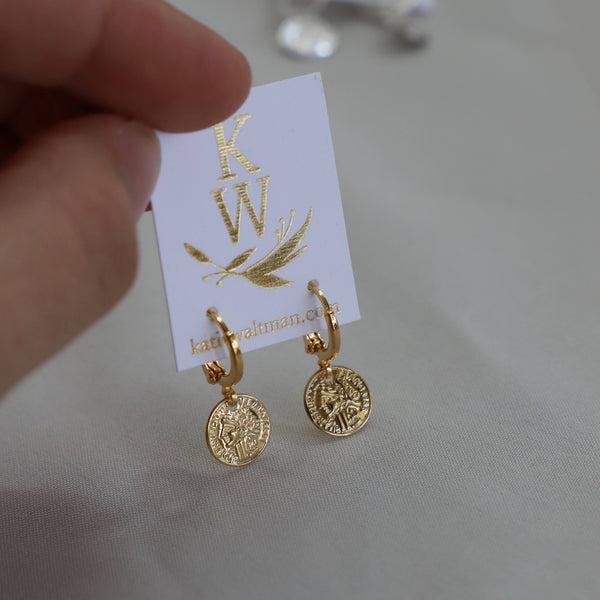 PETITE COIN HUGGIE EARRINGS