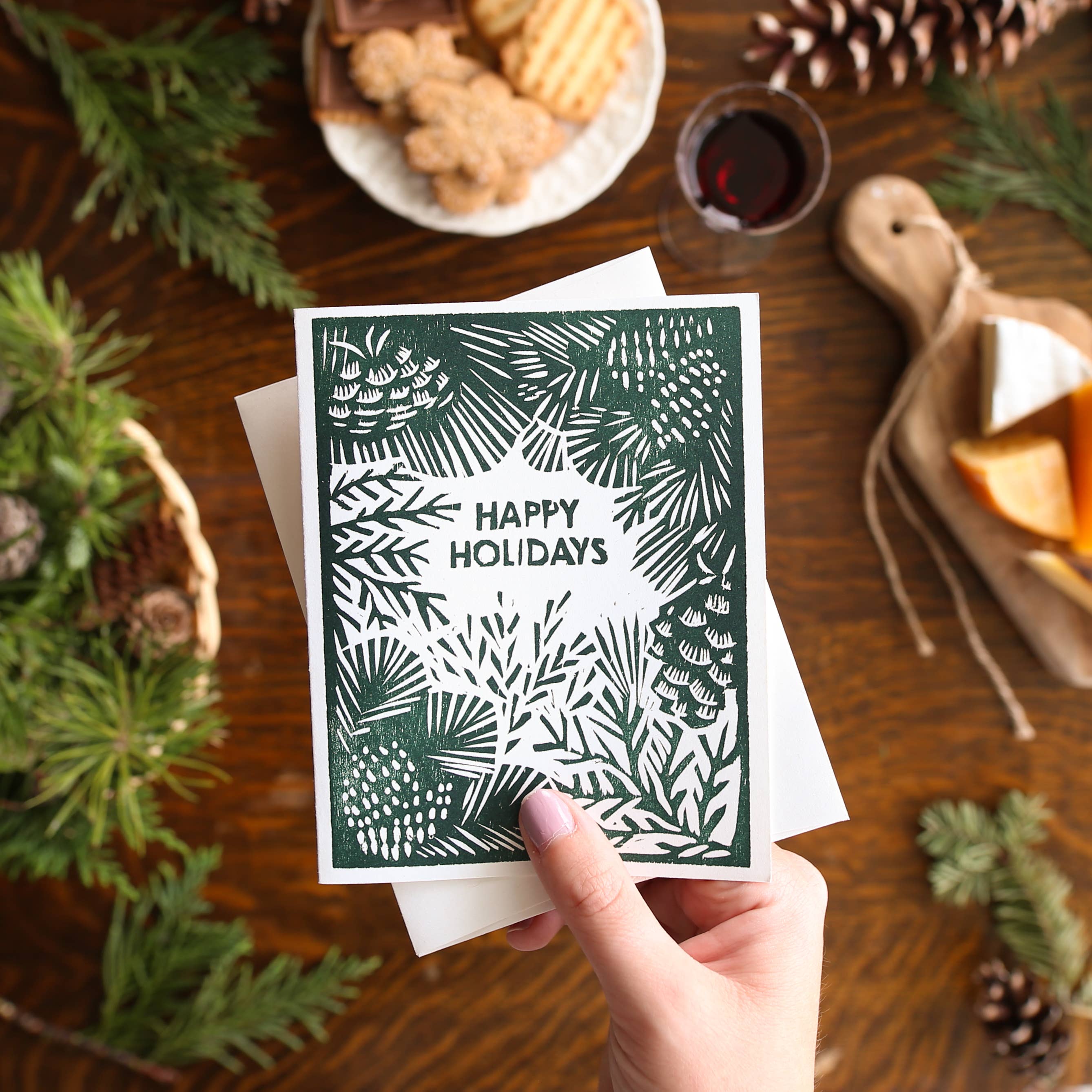 Heartell Press - Happy Holidays (Greenery) Card