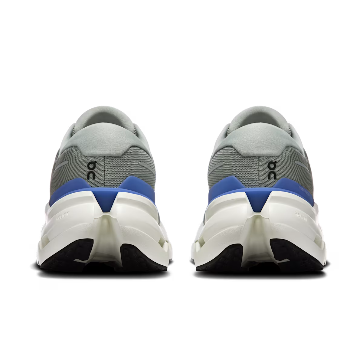 Pair of gray and blue sneakers on a transparent background