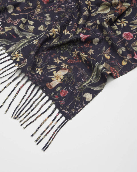 Wolf Garden Navy Scarf w/ Tassels