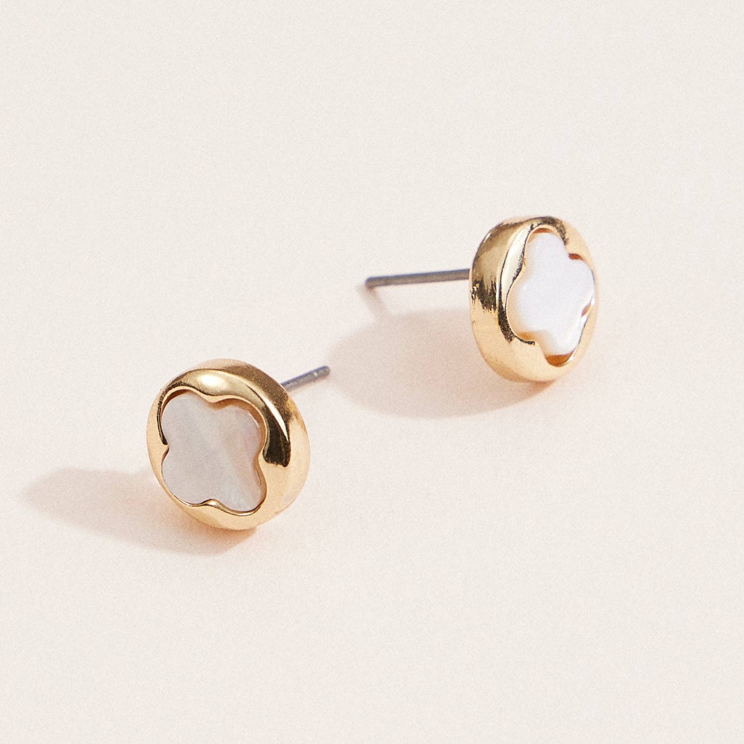 Gold & Pearl Clover Stud Earrings
