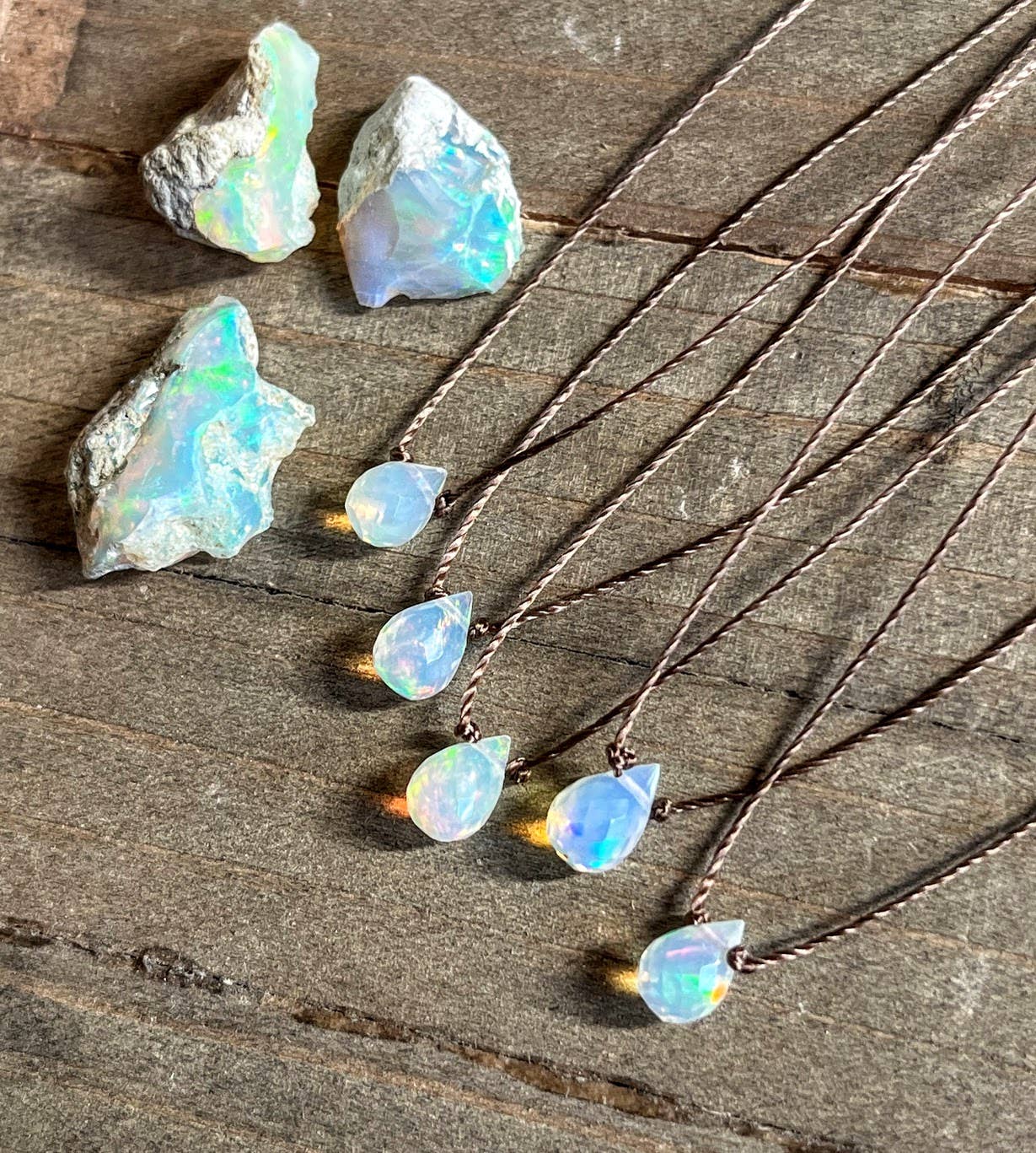 Ethiopian Opal Faceted Briolette Necklace