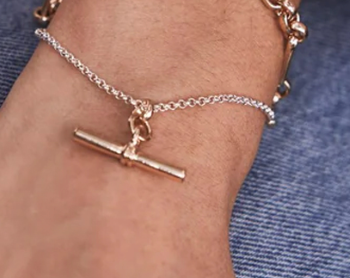 HoopLa - T Bar Toggle Steel 14K Gold or Two tone bracelet