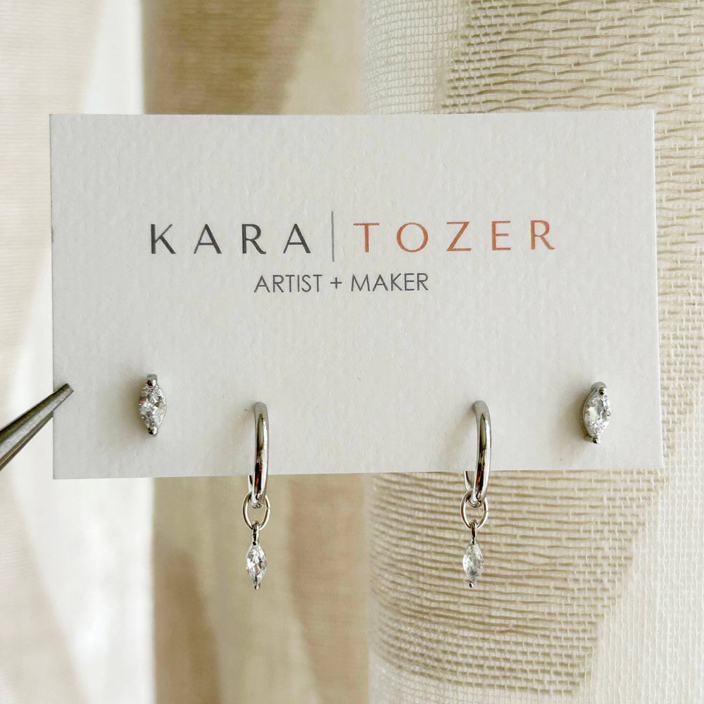 KARA | TOZER - Silver Marquise Hoop Stacking Set #4