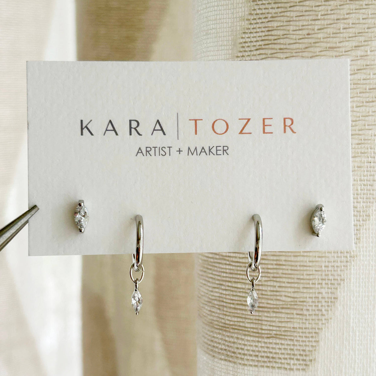 KARA | TOZER - Silver Marquise Hoop Stacking Set #4