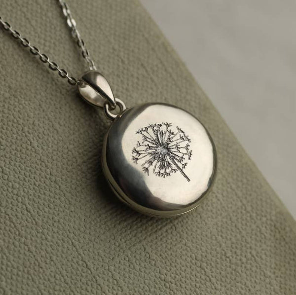 SS- Engraved Botanical Locket