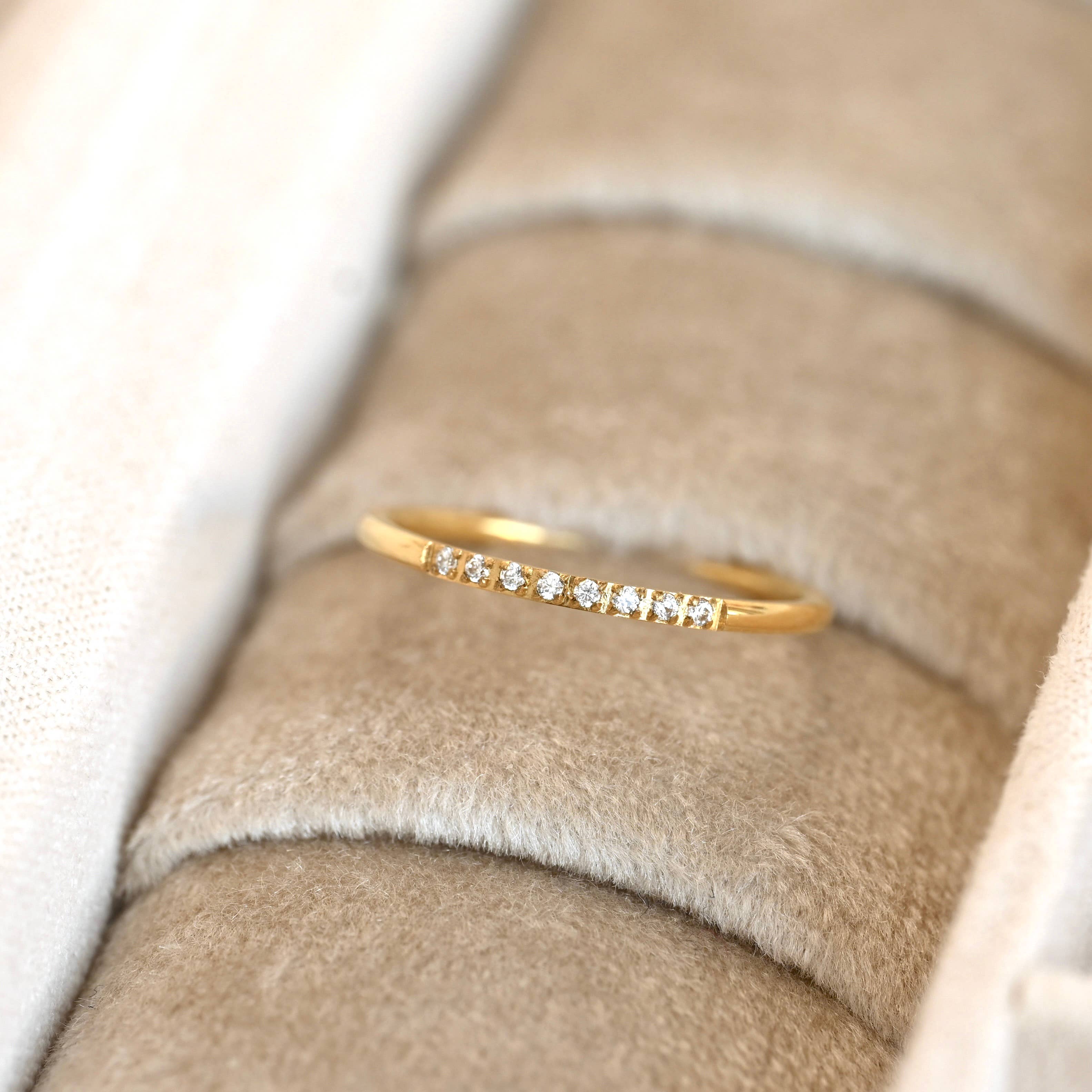 Blueyejewelry - Thin Pave CZ Ring - Slim Stainless Steel Diamond Line Ring